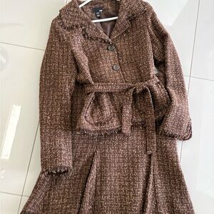 H&M Brown Tweed Jacket and skirt suit.